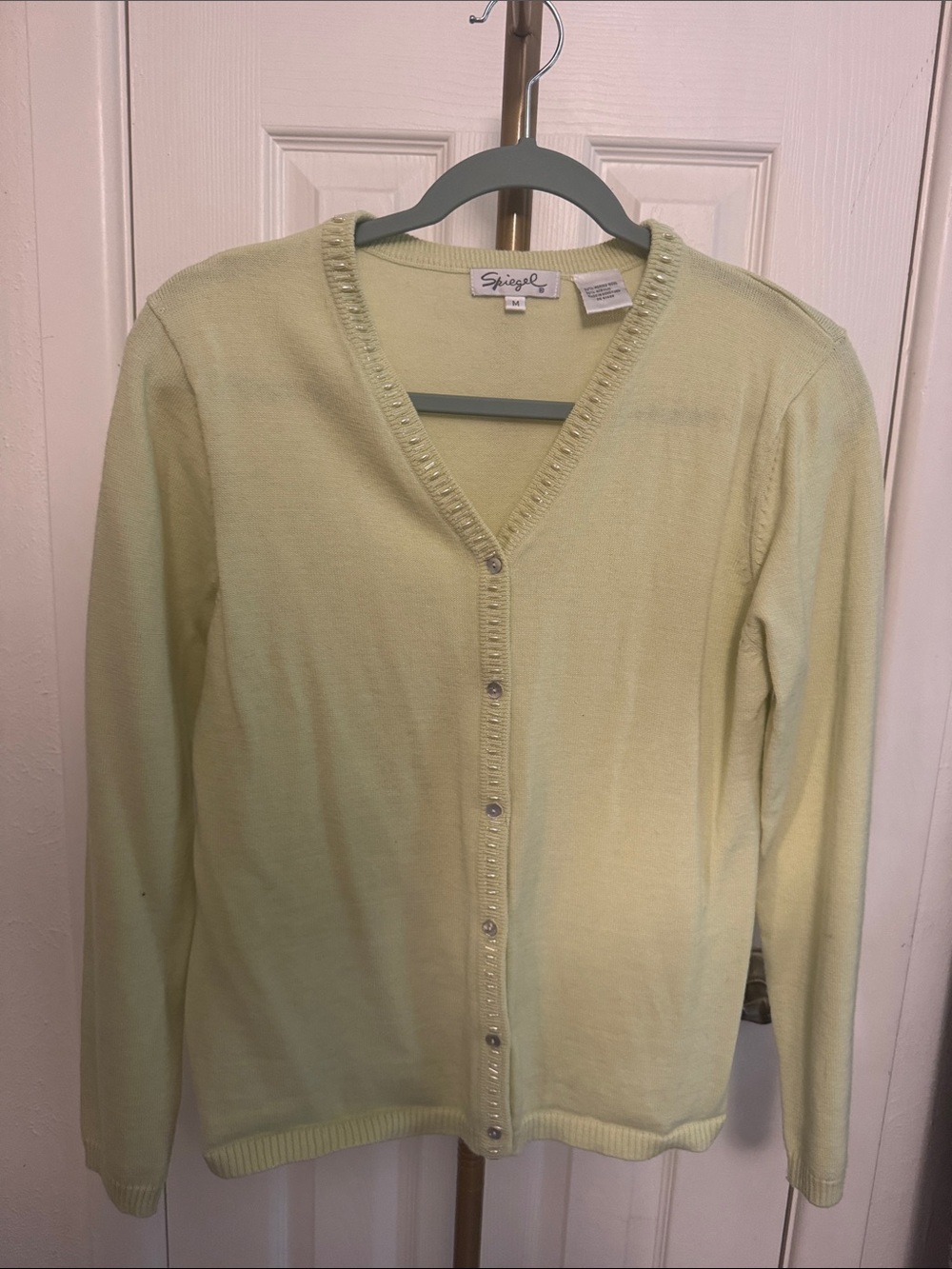 Spiegel Spring Green Sequine Button Front Cardigan